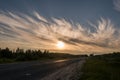 Beautiful clouds at sunset, warm summer Royalty Free Stock Photo