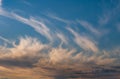 Beautiful clouds at sunset, warm summer Royalty Free Stock Photo