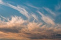 Beautiful clouds at sunset, warm summer Royalty Free Stock Photo