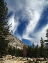 Beautiful clouds and trees in the Sierra Nevadas Royalty Free Stock Photo