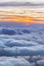 Beautiful clouds view from The Cosmiques Hut, Aiguille du Midi in the evening light,