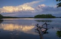 Beautiful cloudscape above a Minnesota lake at dusk Royalty Free Stock Photo