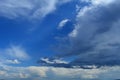 Beautiful cloudscape. Blue sky with different grey and white clouds Royalty Free Stock Photo