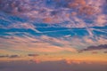 Beautiful cloudscape and dramatic sunset over mountain and sea Royalty Free Stock Photo