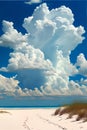 Beautiful cloudscape over the sea. Collage. Vector.