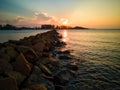 Beautiful cloudscape over the sea, sunset shot. Royalty Free Stock Photo