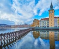 Beautiful cloudscape over Vltava River, Prague, Czechia Royalty Free Stock Photo