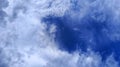 Beautiful cloudscape with soft white formations floating over a bright blue sky. Royalty Free Stock Photo
