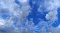 Beautiful cloudscape with soft white formations floating over a bright blue sky. Royalty Free Stock Photo