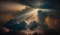 Beautiful cloudscape with sun rays. 3d render illustration.