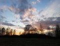 Beautiful cloudscape. Sunset landscape with forest. Royalty Free Stock Photo