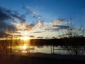 Beautiful cloudscape. Sunset landscape with forest. Royalty Free Stock Photo