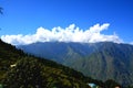 Beautiful cloudy Rock hills view from Auli.