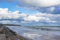 Beautiful cloudy skies over the landing beaches of Omaha Beach near the village of Vierville-sur-mer in Normandy, France