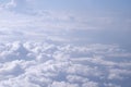 Beautiful cloudy sky from aerial view background. Airplane view above clouds. Sky and cloud texture Royalty Free Stock Photo