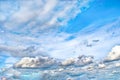 Beautiful cloudy sky with cumulus clouds. Summer dramatic cloudscape Royalty Free Stock Photo