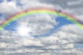 Beautiful cloudy sky with rainbow Royalty Free Stock Photo
