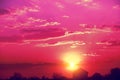 Beautiful cloudy sky at sunset. Viva magenta trendy color Royalty Free Stock Photo