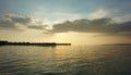 Beautiful cloudy sunset in Bagan Lalang beach, Selangor, Malaysia. Royalty Free Stock Photo