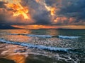 Beautiful cloudy sunset in Ku?adas? beach Royalty Free Stock Photo