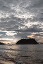 Beautiful cloudy sunset sky over wacy sea on tropical islands in El Nido Palawan the Philippines Royalty Free Stock Photo