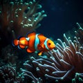 Beautiful clown fish in the ocean - ai generated image Royalty Free Stock Photo