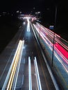 beautiful clusters of lights racing down the highway