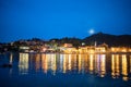 Beautiful coast of Colliure village at night, Roussillon, Oriental Pyrinees Royalty Free Stock Photo
