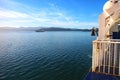 Beautiful coastal scenery viewed from the deck of the ferry between the south and north island of New Zealand