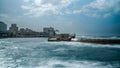 Beautiful coastline with boats resting on the sandy beach Royalty Free Stock Photo