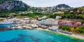 Beautiful coastline of Capri along the port area. Aerial view from drone Royalty Free Stock Photo
