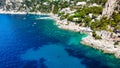 Beautiful coastline in Marina Piccola, Capri. Aerial view from drone Royalty Free Stock Photo