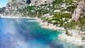 Beautiful coastline in Marina Piccola, Capri. Aerial view from drone Royalty Free Stock Photo