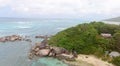 Beautiful coastline of Praslin from drone