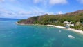 Beautiful coastline of Praslin from drone