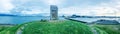 Beautiful coastline of Reykjavik in summer from Thufa Hill, Iceland. Panoramic view Royalty Free Stock Photo