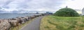 Beautiful coastline of Reykjavik in summer from Thufa Hill, Iceland. Panoramic view Royalty Free Stock Photo