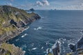 Beautiful coastline at the Ring of Kerry, Ireland. Huge cliffs at the Ring of Kerry Ireland. View on the Skellig Islands