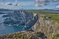 Beautiful coastline at the Ring of Kerry, Ireland. Huge cliffs at the Ring of Kerry Ireland. View on the Skellig Islands