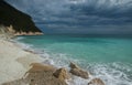 The famous beach of Sassi Neri beach in riviera del Conero. Sirolo, Italy