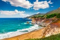 Beautiful coastline scenery on Pacific Coast Highway 1 at the US West Coast traveling south to Los Angeles, California Royalty Free Stock Photo