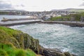 Beautiful coastline with the seaside town of Peel, Isle of Man Royalty Free Stock Photo