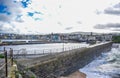 Beautiful coastline with the seaside town of Peel, Isle of Man Royalty Free Stock Photo