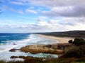 Beautiful coastline surfing ocean beach landscape Stradbroke Island, Australia