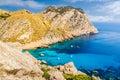 Coastline with cliffs, turquoise water and yachts. Cala Figuera beach on Formentor peninsula, Mallorca Royalty Free Stock Photo