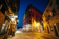 The beautiful cobblestone Marshall Street at night, in Boston, M