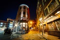 The beautiful cobblestone Marshall Street at night, in Boston, M