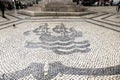 Beautiful Cobblestone pavement of Camoes Square in Lisbon Royalty Free Stock Photo