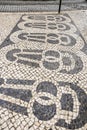 Beautiful Cobblestone pavement of Chiado neighborhood in Lisbon Royalty Free Stock Photo