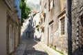 Beautiful cobblestone street. Montenegro, town of Risan, Gabela